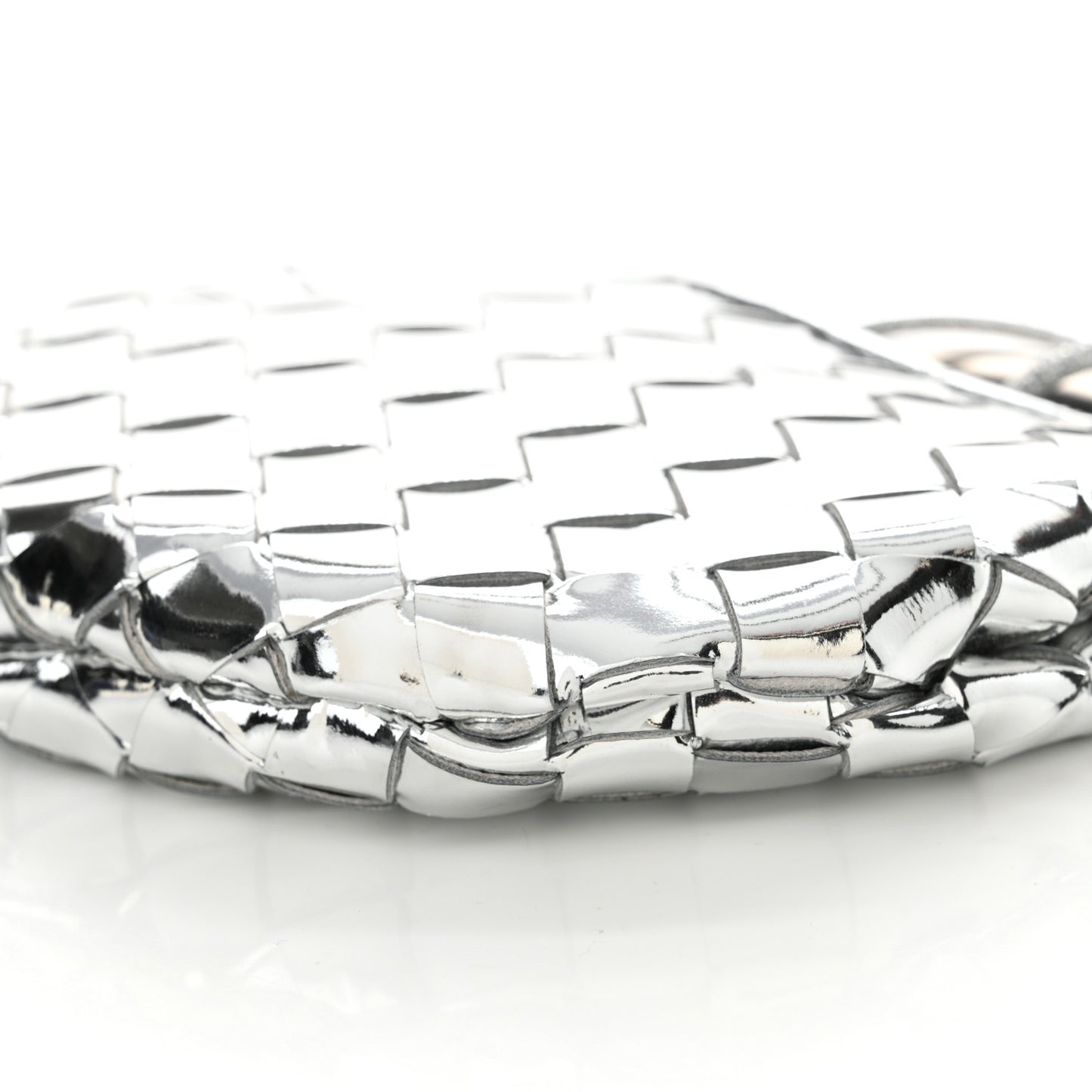 Mirror Laminated Nappa Intrecciato Mini Sardine Bag Silver