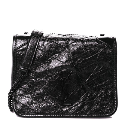 Saint Laurent Crinkled Calfskin Matelasse Monogram Niki Chain Wallet Black 1 of 10