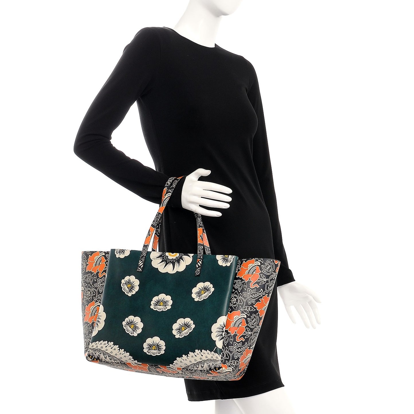 Vitello Mime Covered Tote Green Raspberry