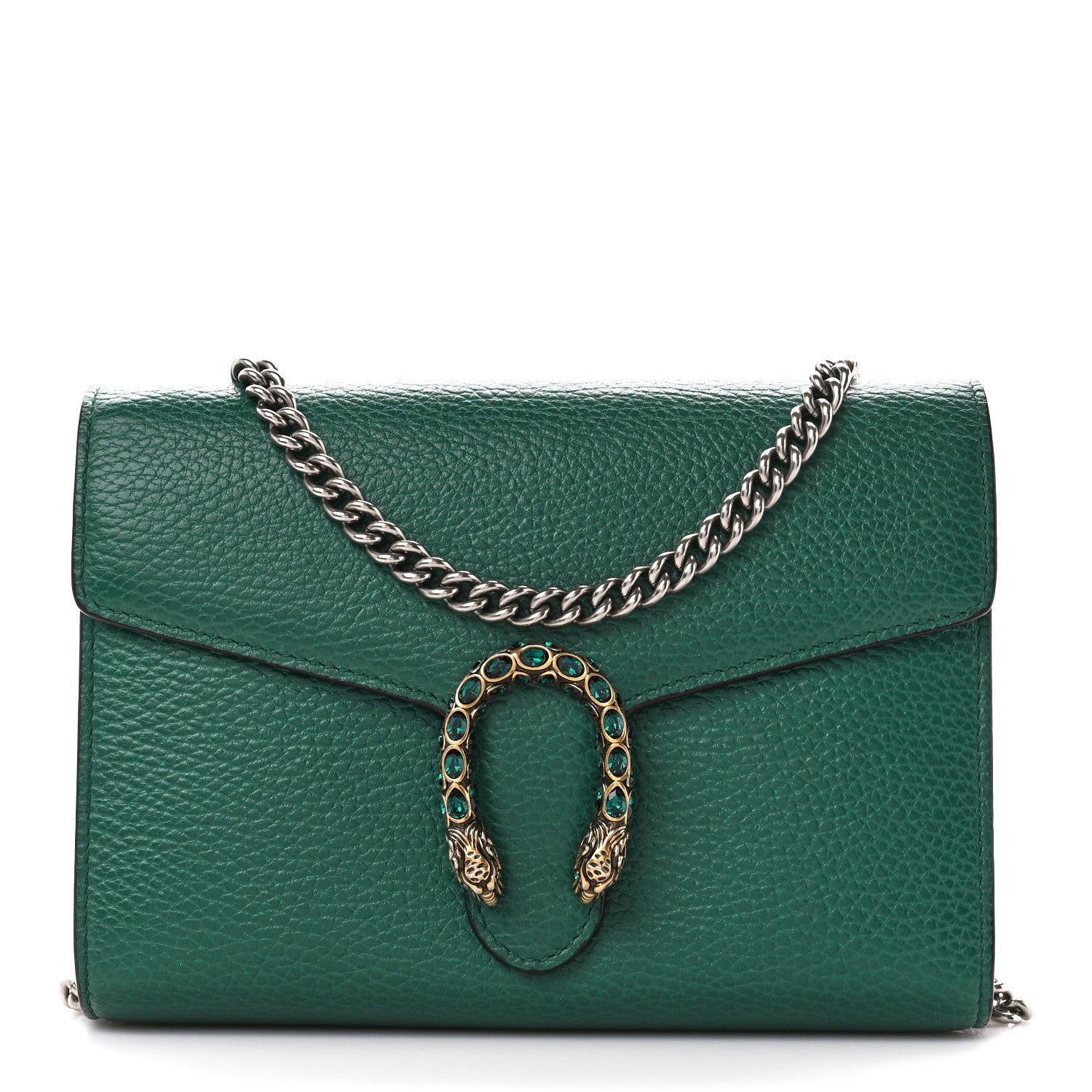 Gucci Calfskin Mini Dionysus Chain Wallet Emerald 1 of 11