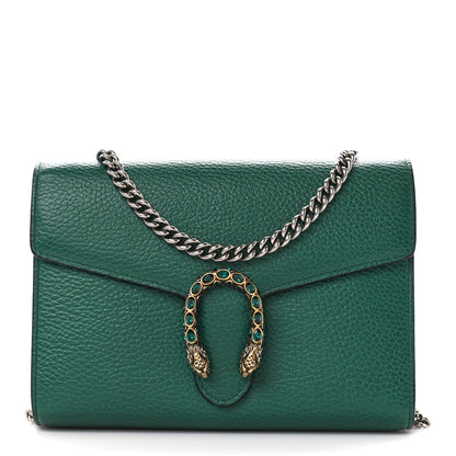 Gucci Calfskin Mini Dionysus Chain Wallet Emerald 1 of 11