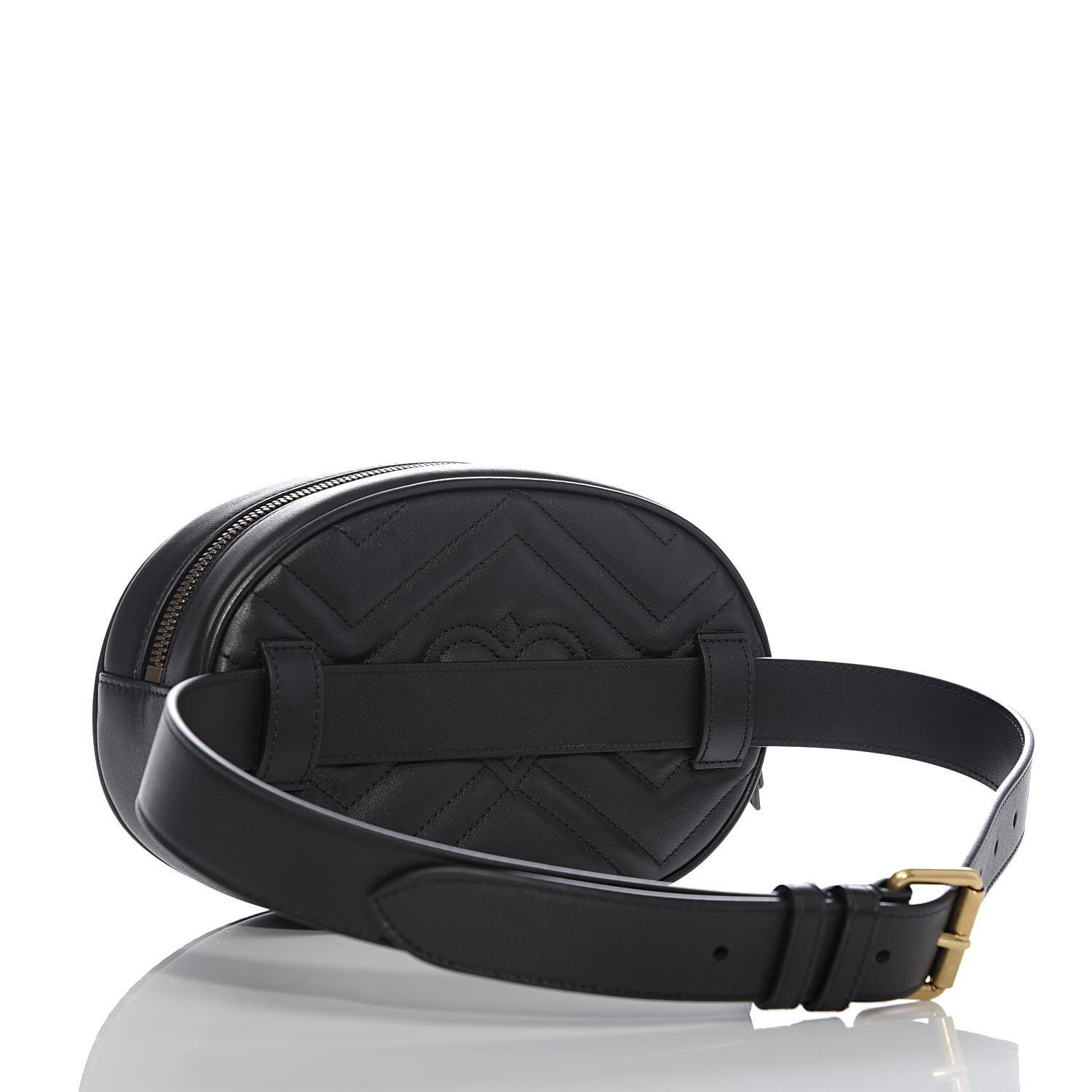 Gucci Calfskin Matelasse GG Marmont Belt Bag 75 30 Black 3 of 10