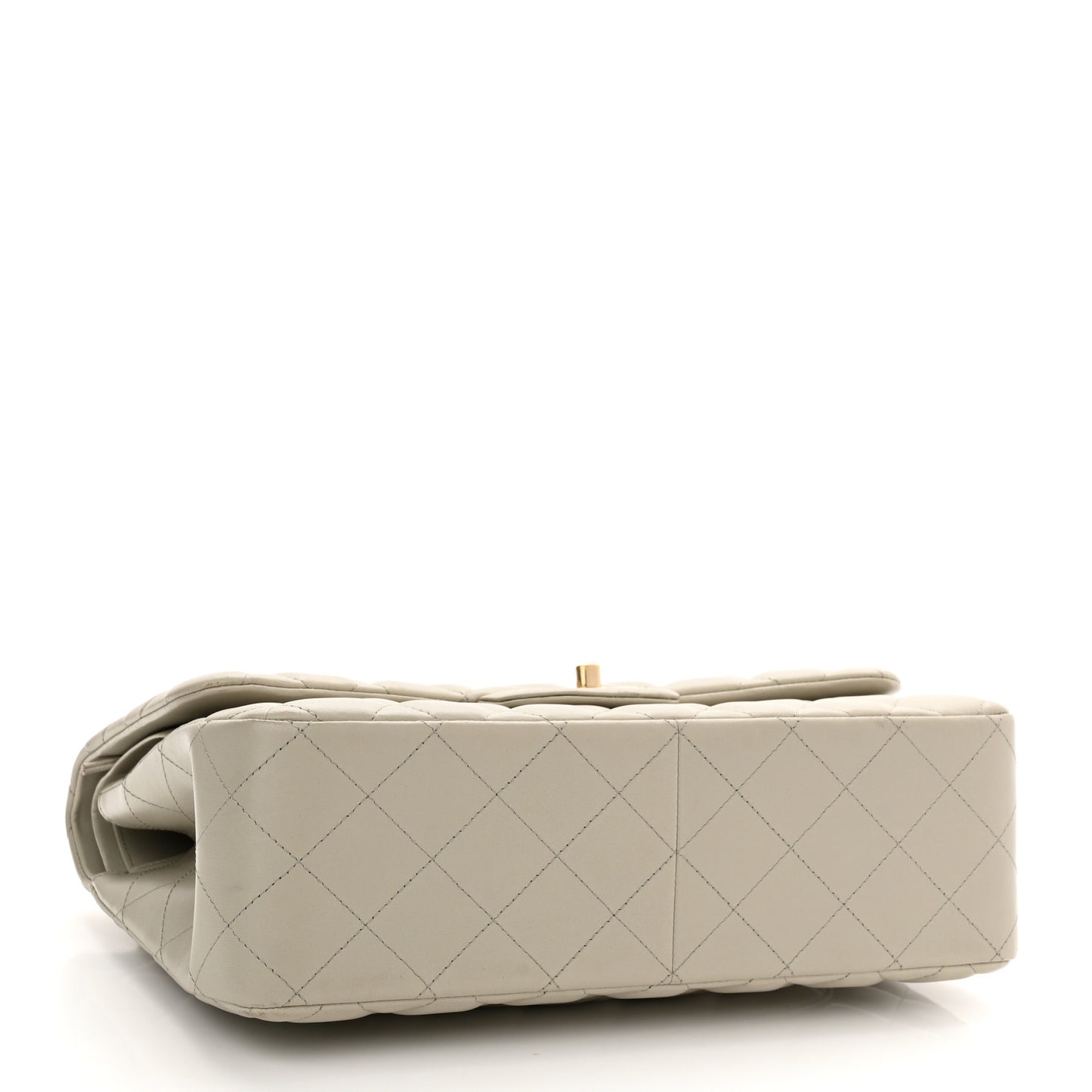 Lambskin Quilted Jumbo Double Flap Grey