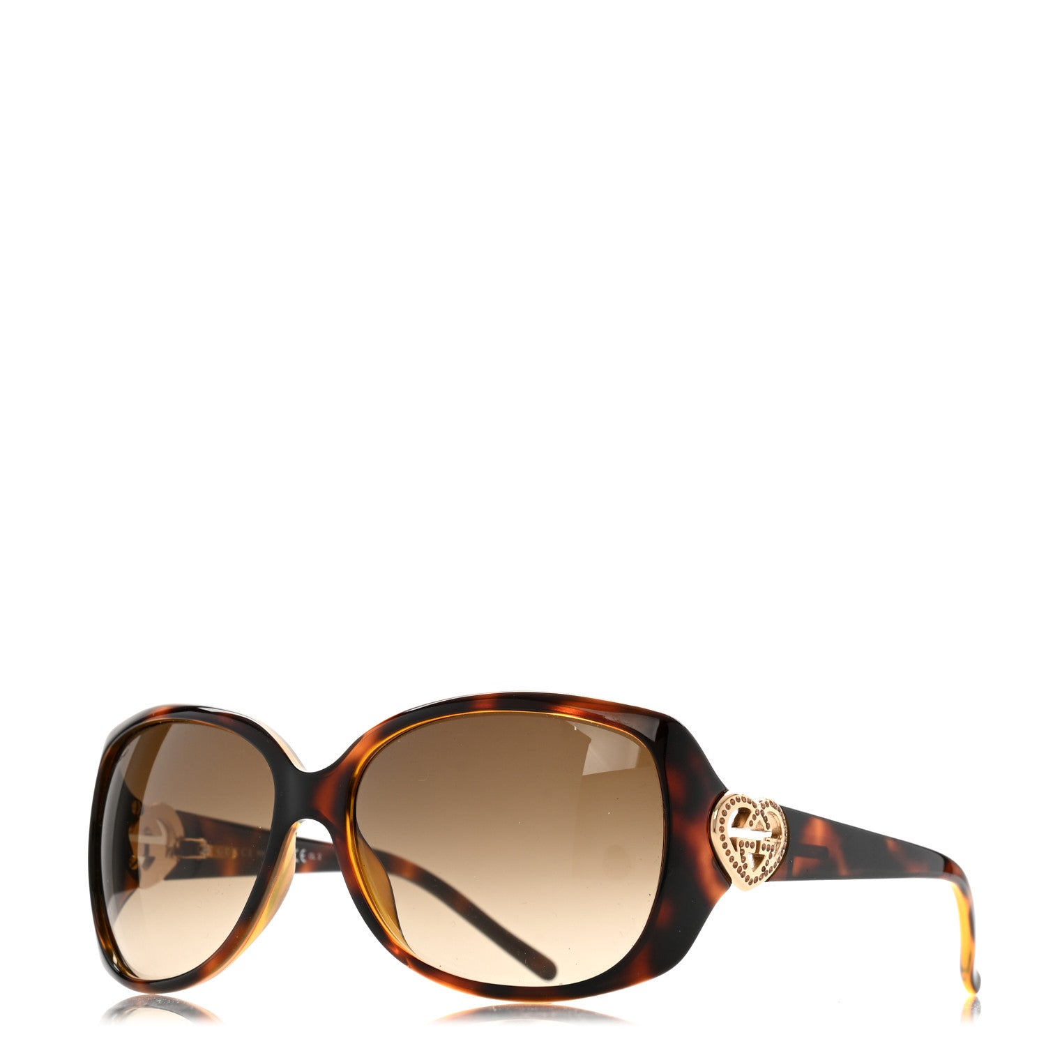 Gucci Acetate Crystal Heart GG3548S Sunglasses Havana Brown 1 of 7