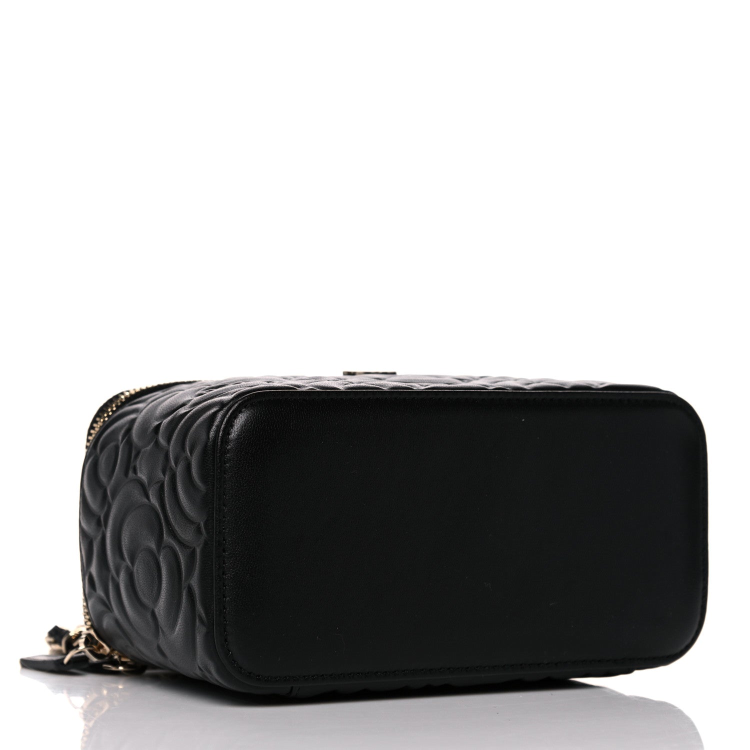 Chanel Lambskin Camellia Embossed Small Vanity Case With Chain Black 4 of 10