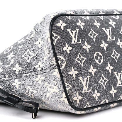Louis Vuitton Denim Monogram Jacquard Neverfull MM Grey 8 of 9