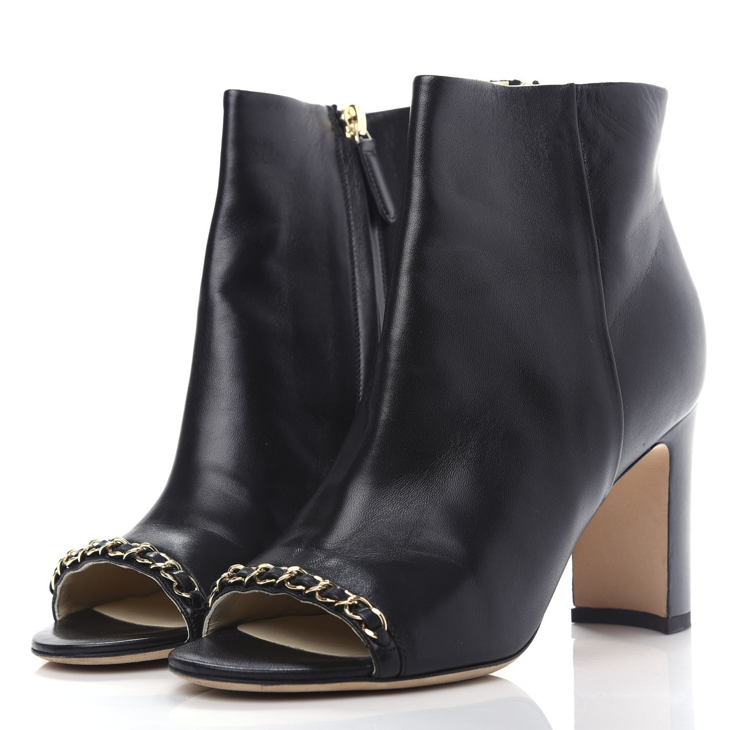 Chanel Lambskin CC Chain Short Boots 37 Black 3 of 11