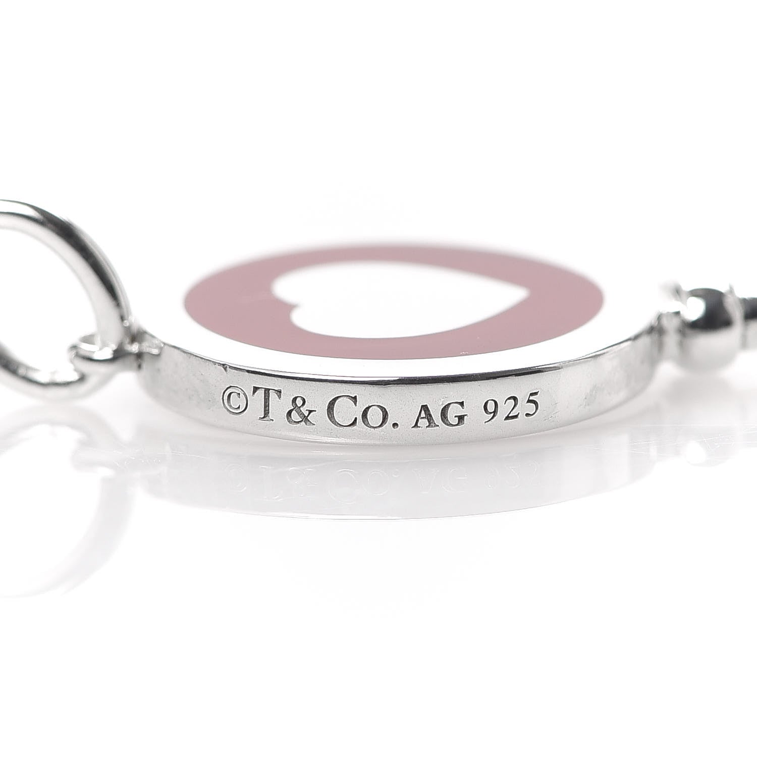 Tiffany Sterling Silver Enamel Heart Key Pendant Red 3 of 4