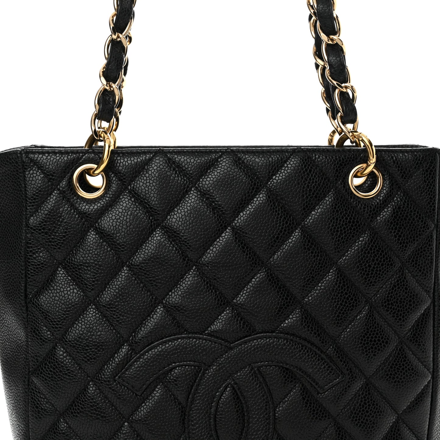 Caviar Quilted Petit Shopping Tote PST Black