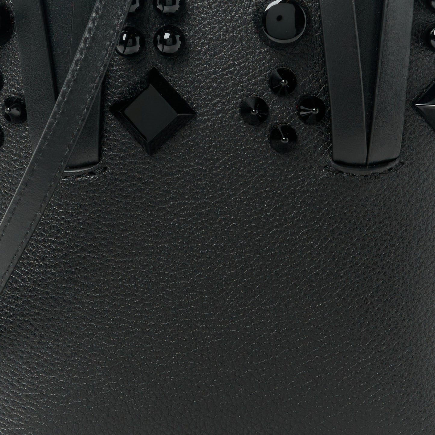 Calfskin Empire Spike Monochrome Studded Mini North South Cabata Tote Black
