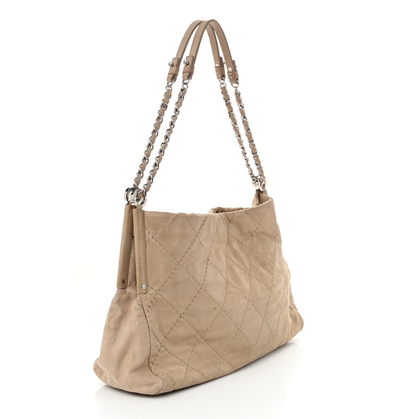 Iridescent Calfskin Small Sea Hit Tote Beige