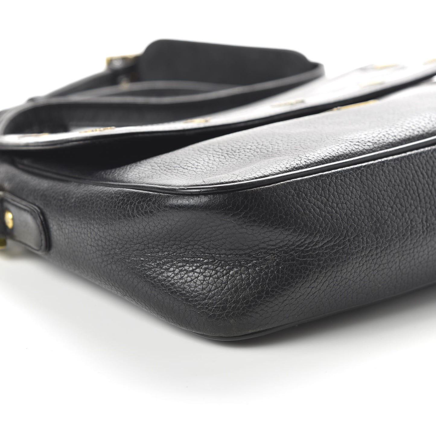 Grained Calfskin Studded Crossbody Bag Black