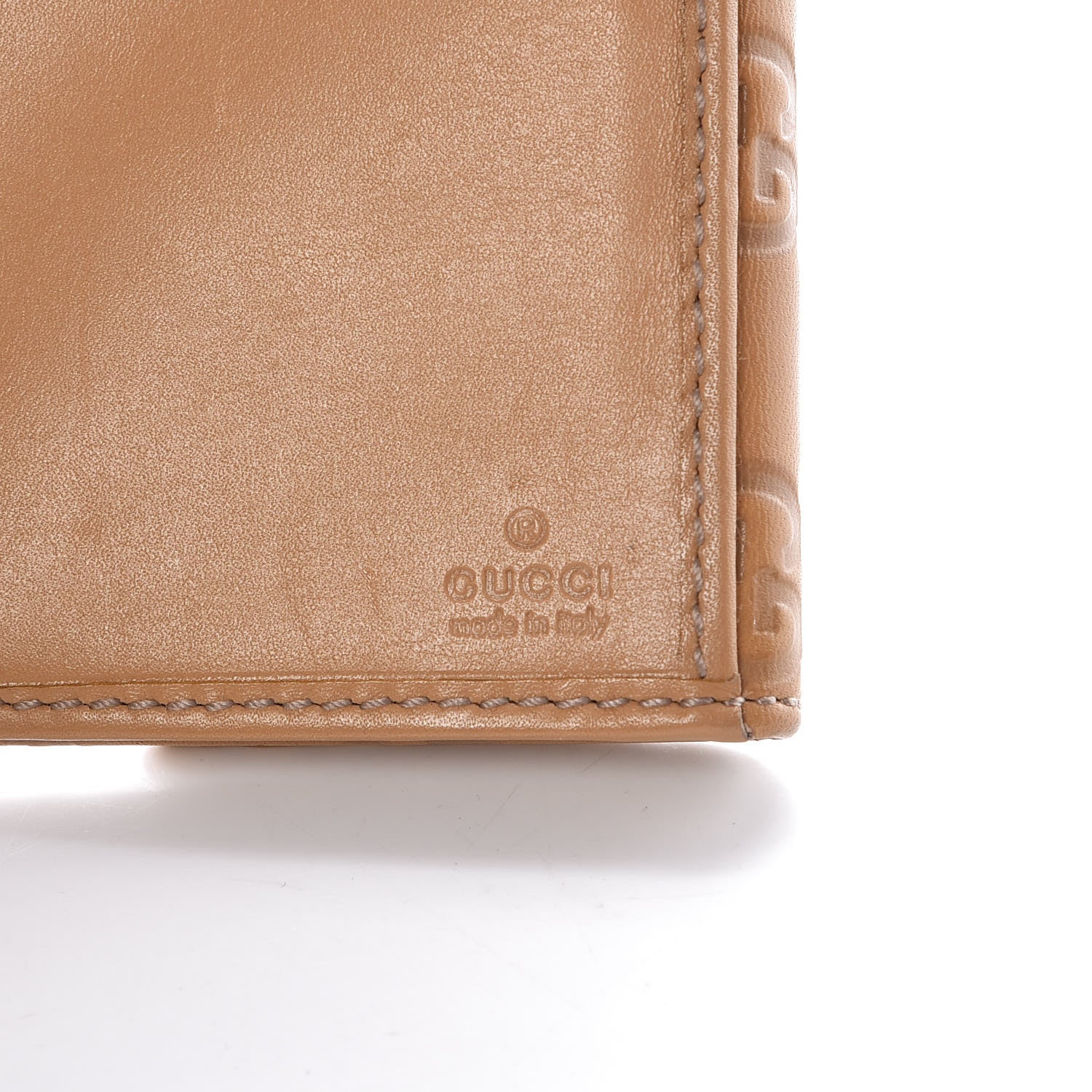 Gucci Guccissima Margaux Calfskin Metal Bar Continental Flap Wallet Beige 6 of 13