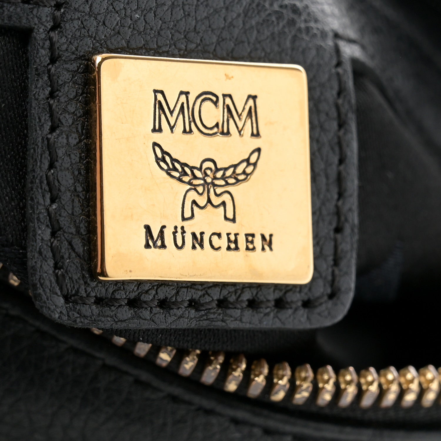 MCM Grained Calfskin Studded Boston Bag Black 6 of 13