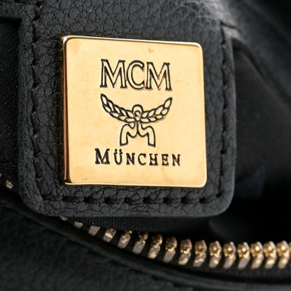 MCM Grained Calfskin Studded Boston Bag Black 6 of 13