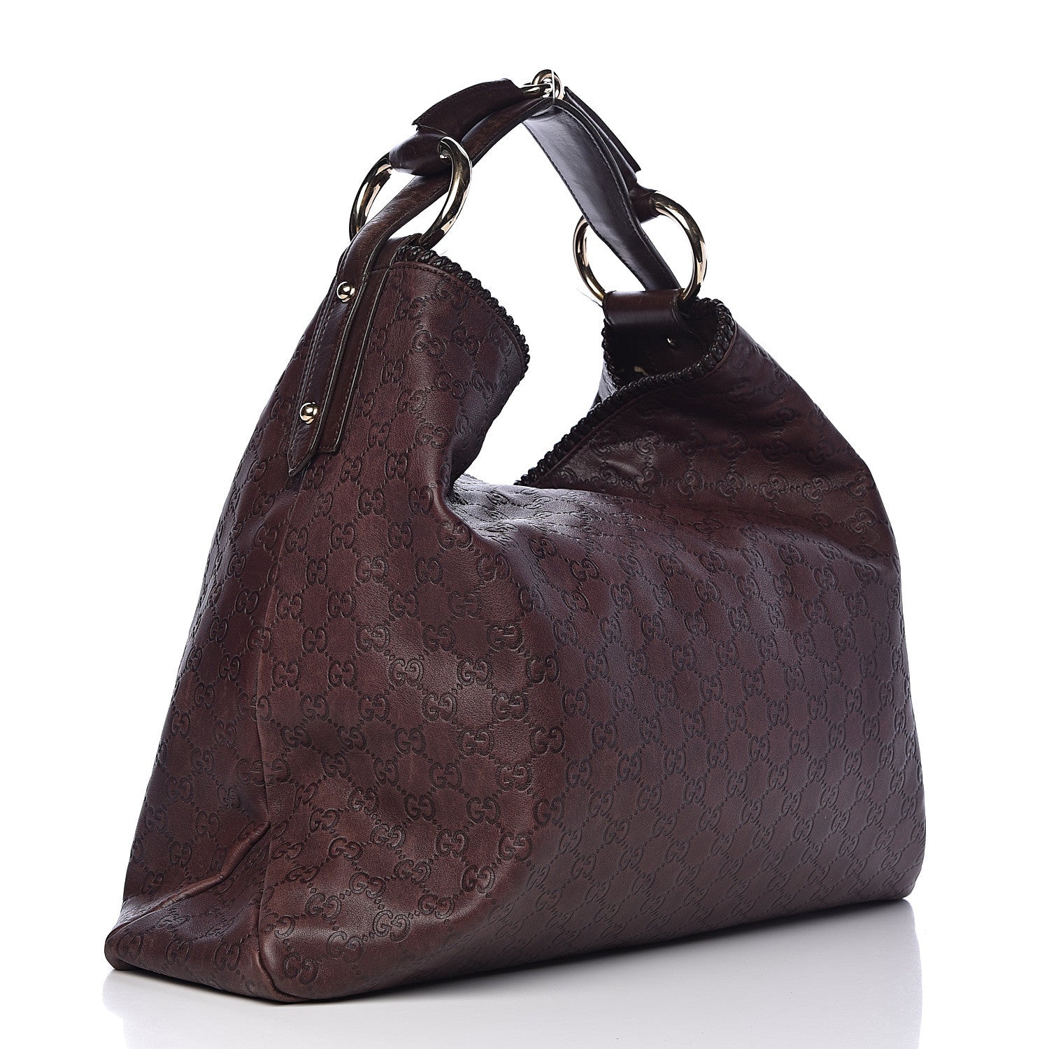 Gucci Guccissima Large Horsebit Chain Hobo Chocolate 3 of 19