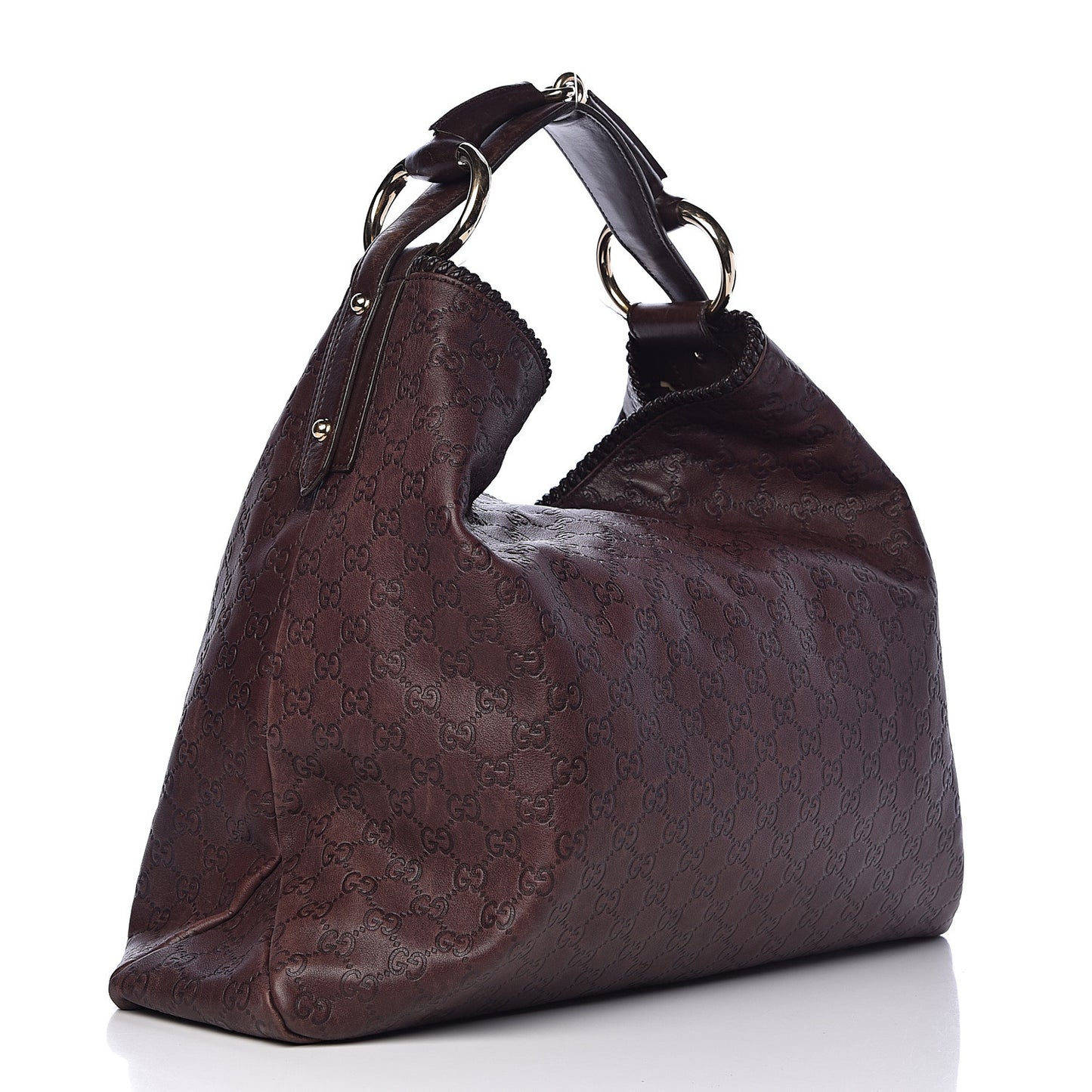 Guccissima Large Horsebit Chain Hobo Chocolate