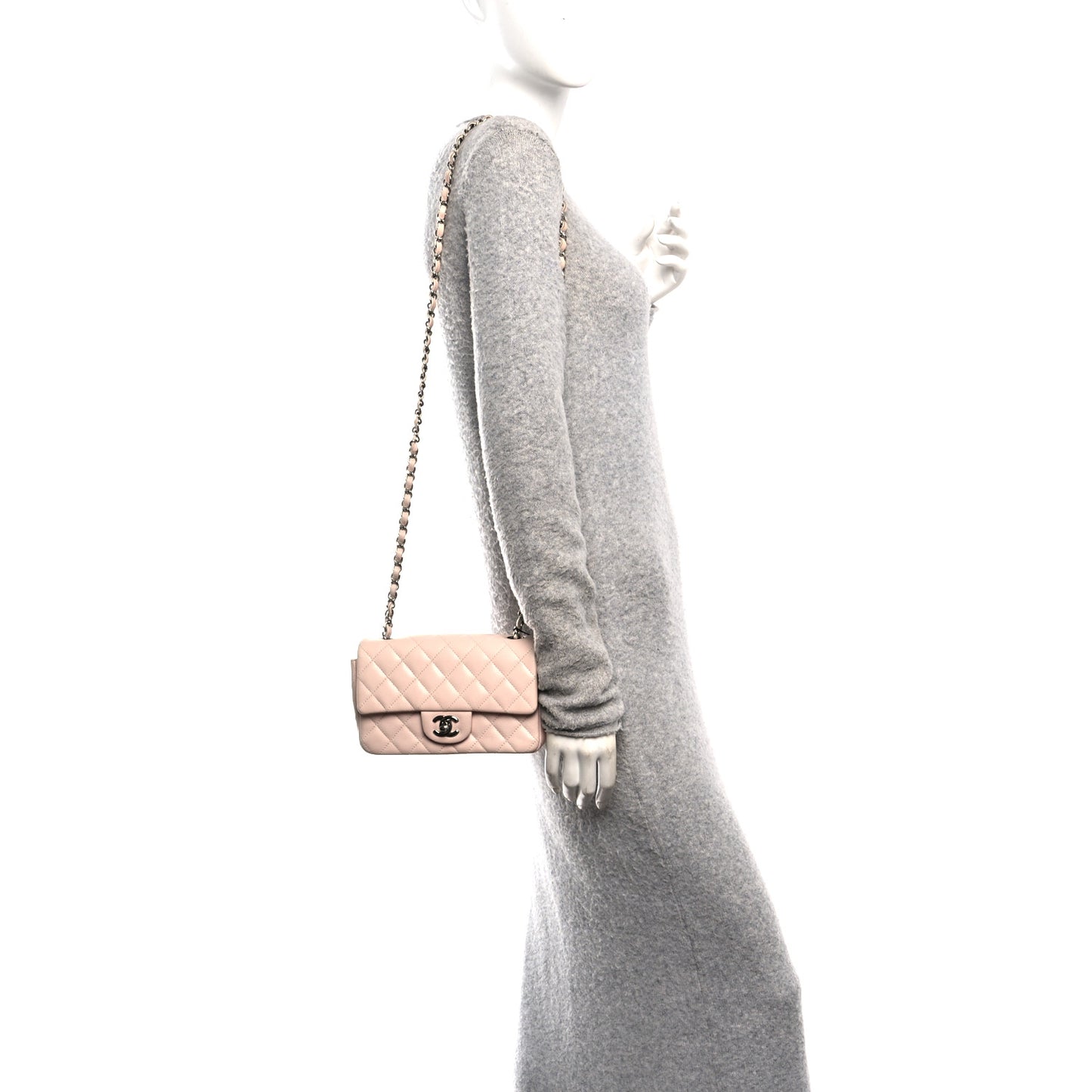 Caviar Quilted Mini Rectangular Flap Light Pink