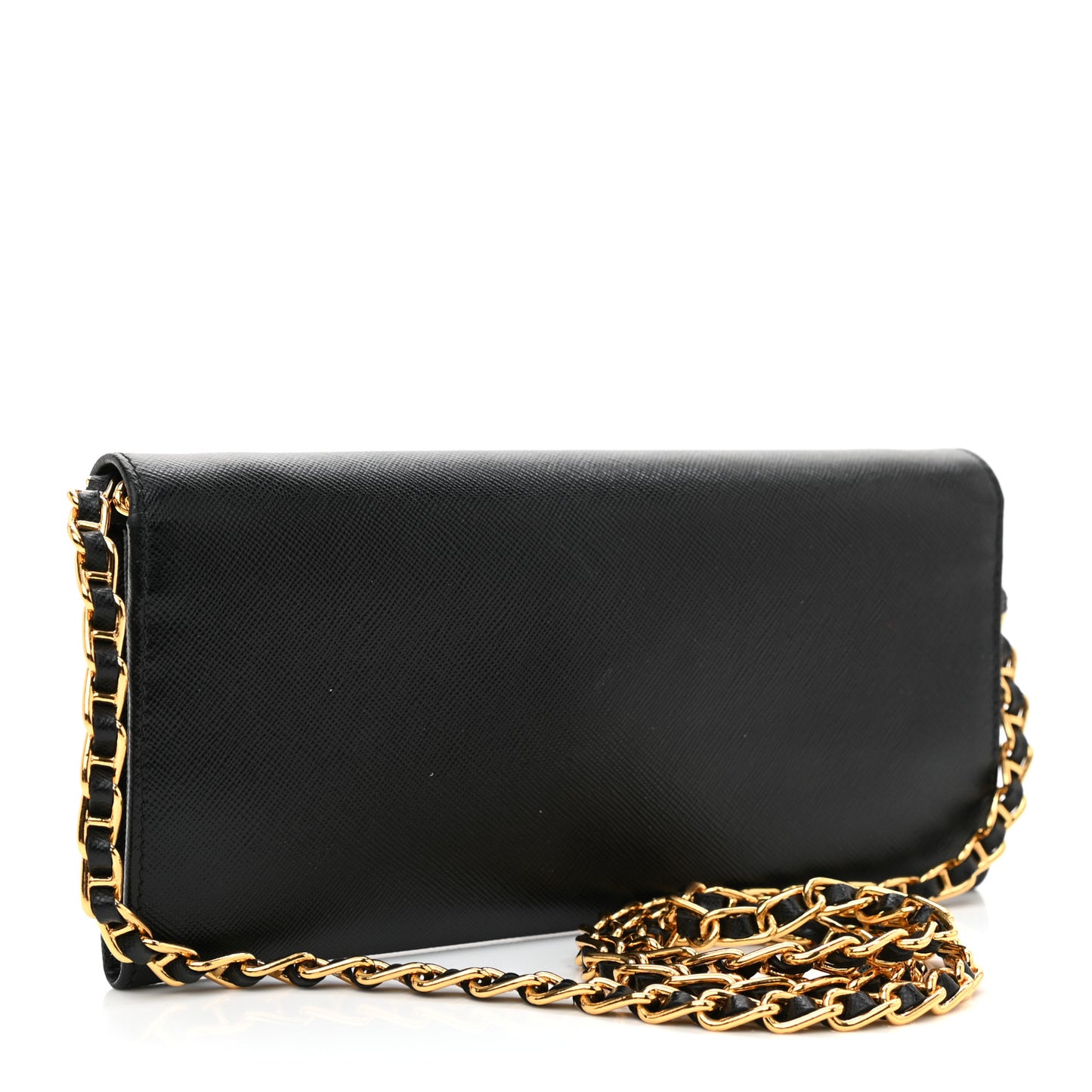 Saffiano Metal Oro Chain Wallet Black