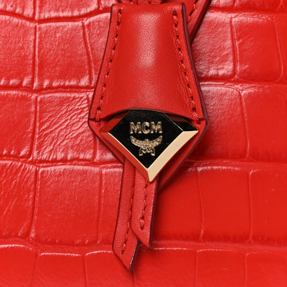 MCM Calfskin Crocodile Embossed Mini Neo Milla Tote Ruby Red 8 of 18