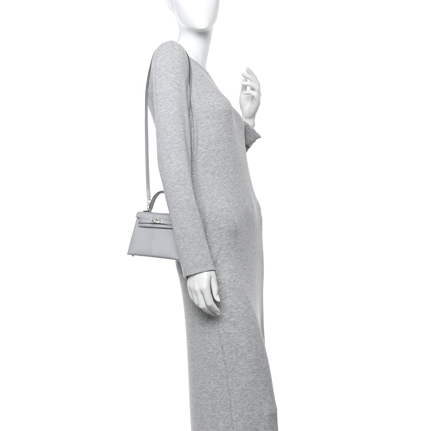 Hermes Metallic Chevre Chamkilight Mini Kelly Sellier 20 Argent 2 of 10