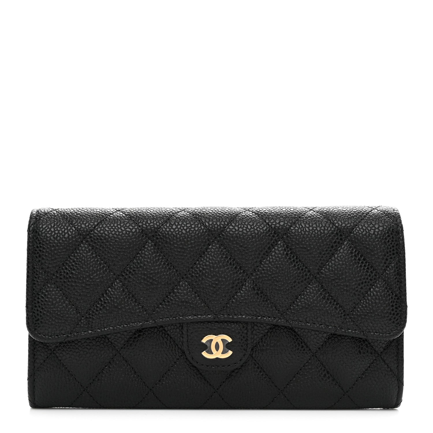 Chanel Caviar Quilted Large Gusset Flap Wallet Black 1 of 9