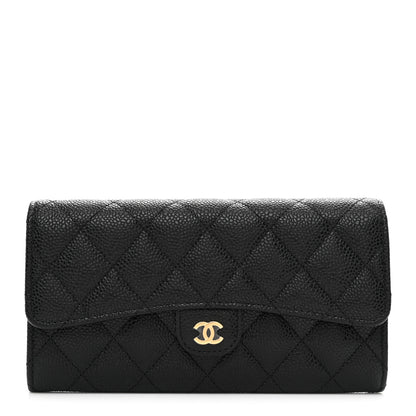 Chanel Caviar Quilted Large Gusset Flap Wallet Black 1 of 9