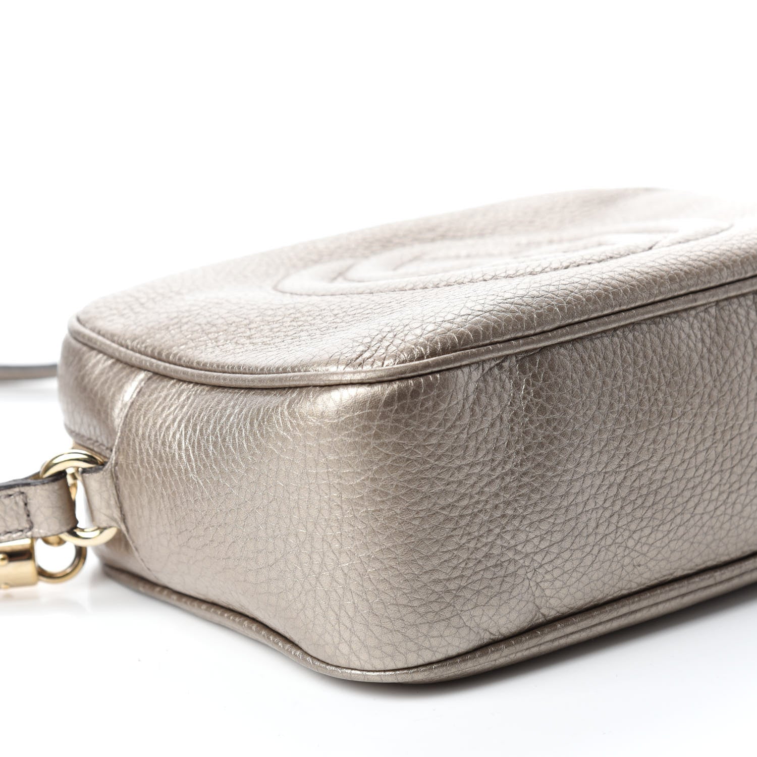 Gucci Metallic Pebbled Calfskin Small Soho Disco Bag Golden Beige 6 of 14