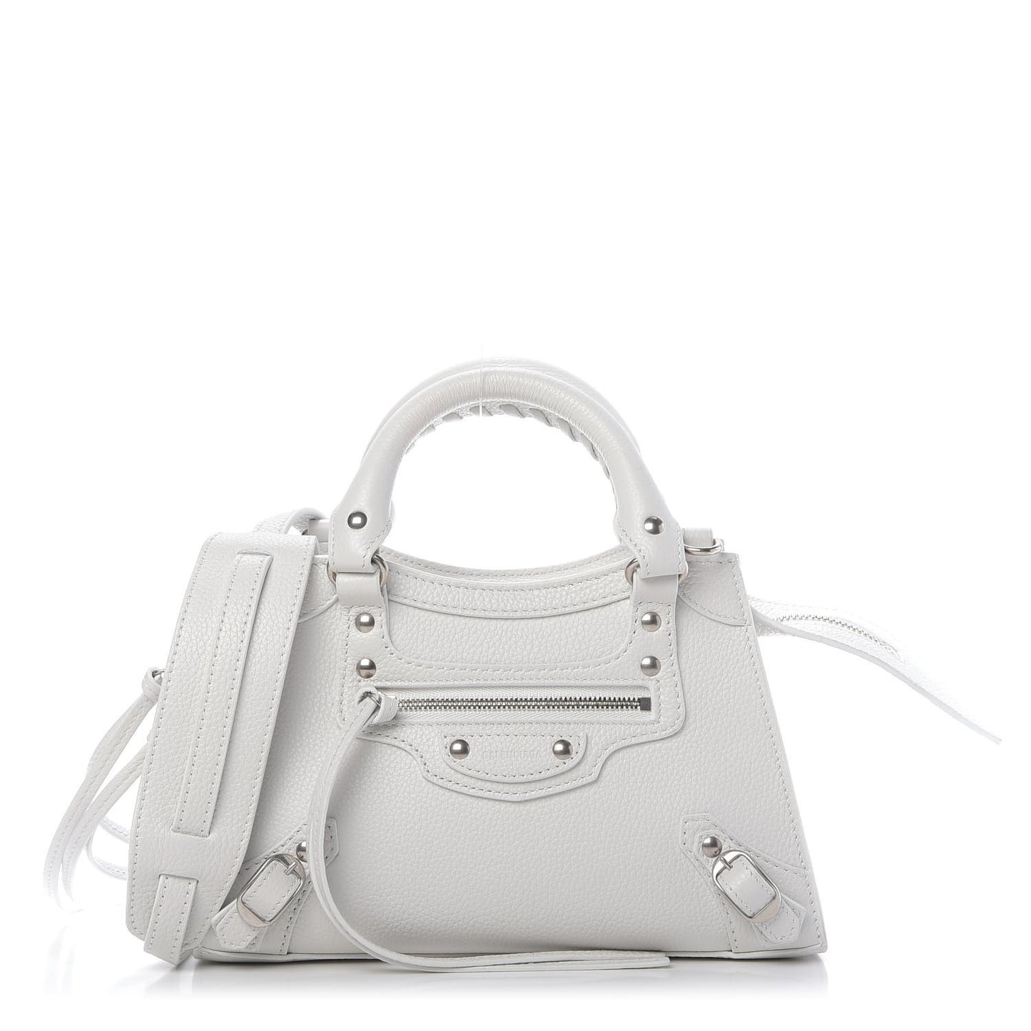 Grained Calfskin Neo Classic Silver Hardware Mini City White