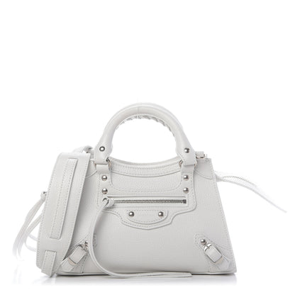 Balenciaga Grained Calfskin Neo Classic Silver Hardware Mini City White 1 of 9