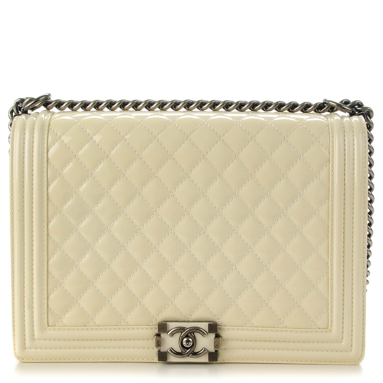 Chanel Patent Quilted Large Boy Flap White 1 of 7