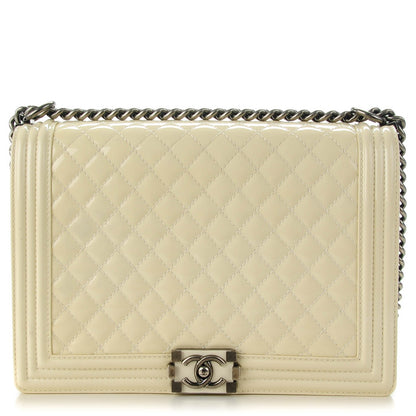 Chanel Patent Quilted Large Boy Flap White 1 of 7