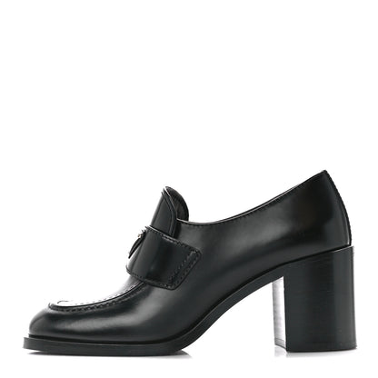 Prada Spazzolato Metal Triangle Logo 85mm Loafers 39 Black 1 of 7