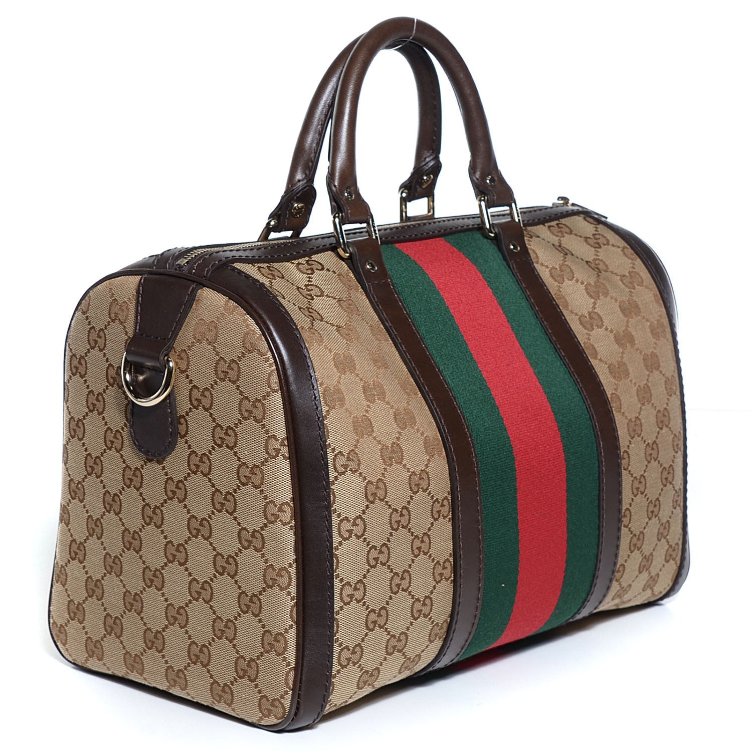Gucci Monogram Vintage Web Medium Boston Dark Brown 3 of 8