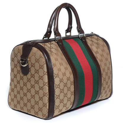 Gucci Monogram Vintage Web Medium Boston Dark Brown 3 of 8