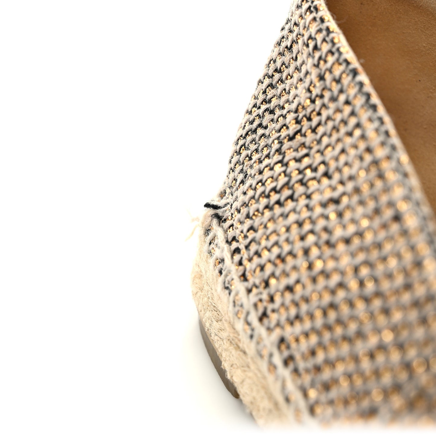 Metallic Tweed Grosgrain CC Espadrilles 38 Black Gold