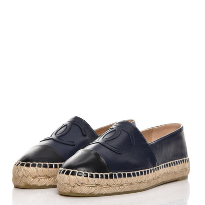 Chanel Lambskin CC Espadrilles 36 Navy Black 2 of 10