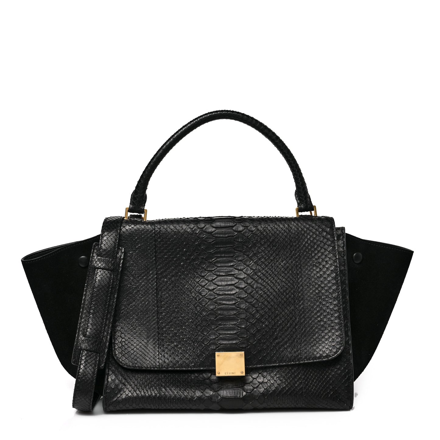 Snakeskin Suede Small Trapeze Black