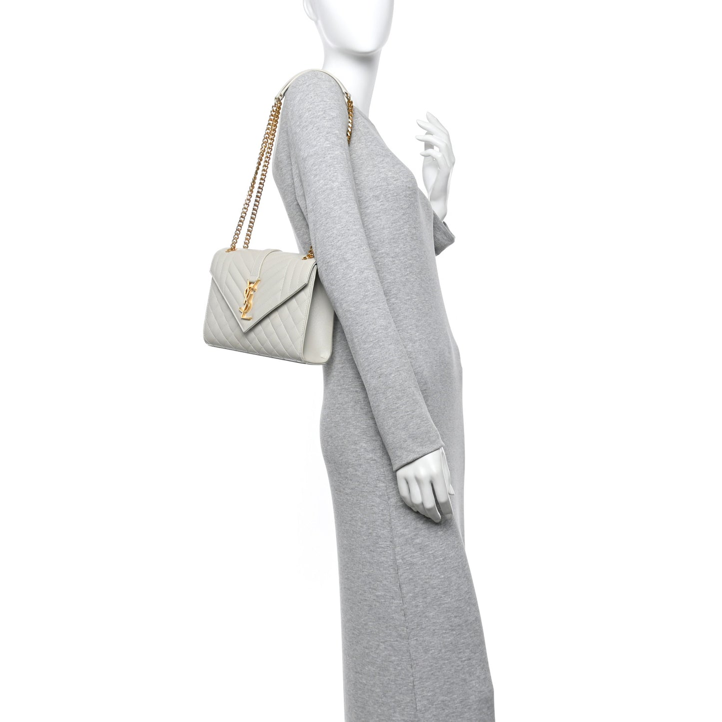 Grain De Poudre Textured Mixed Matelasse Medium Triquilt Monogram Satchel Crema Soft