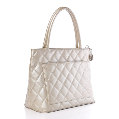 Chanel Caviar Quilted Medallion Tote Pearl 3 of 21