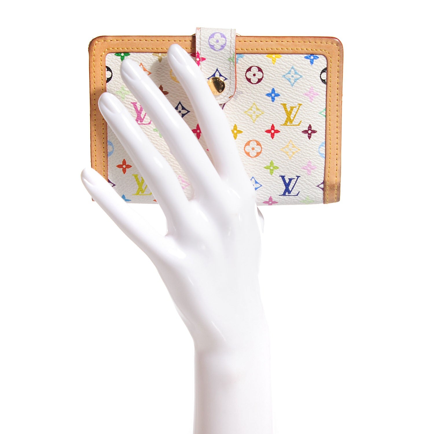 Louis Vuitton Monogram Multicolor French Purse Wallet White 2 of 7