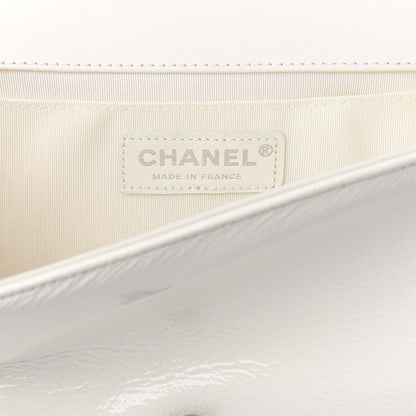 Chanel Patent Tweed Medium Boy Flap White 5 of 9