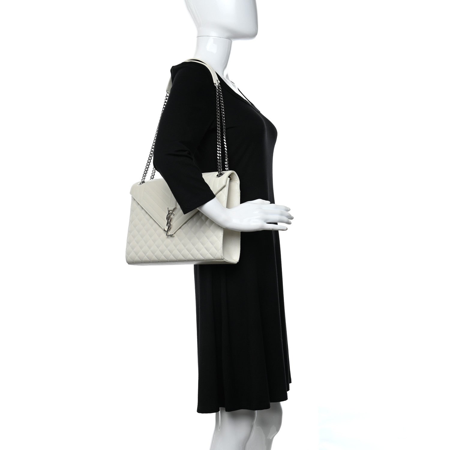 Saint Laurent Grain De Poudre Large Tri-Quilt Monogram Satchel Porcellana 2 of 11