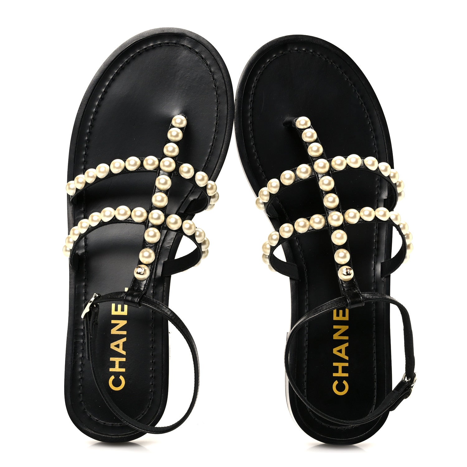 Chanel Silk Satin Quilted Chain Sandals 35 Black 42 Black 2 of 10