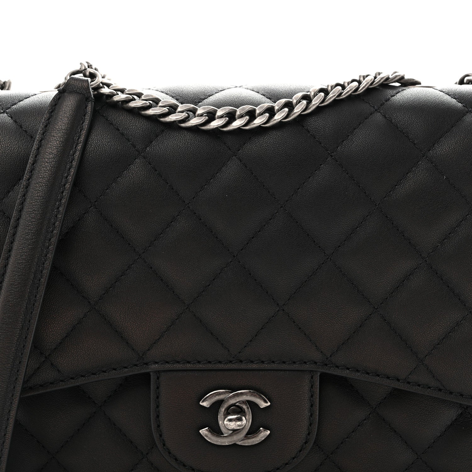 Chanel Metallic Goatskin Quilted Large Rock In Rome Flap Black 9 of 14
