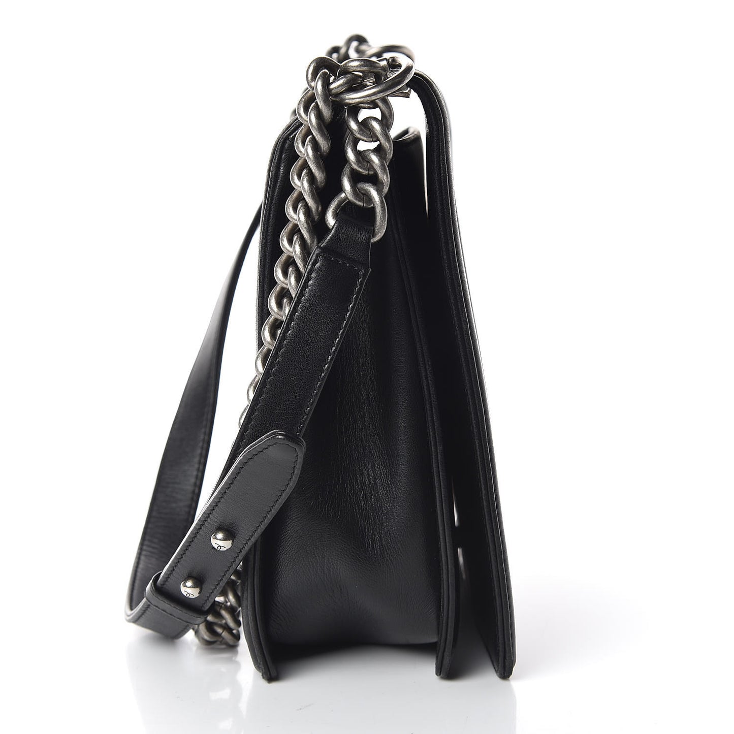 Lambskin Quilted Large Boy Flap Black