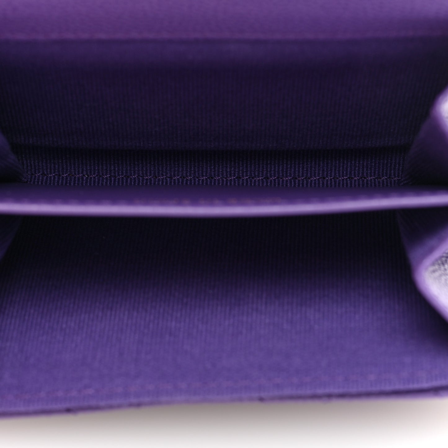 Caviar Quilted Flap Card Holder Wallet Purple