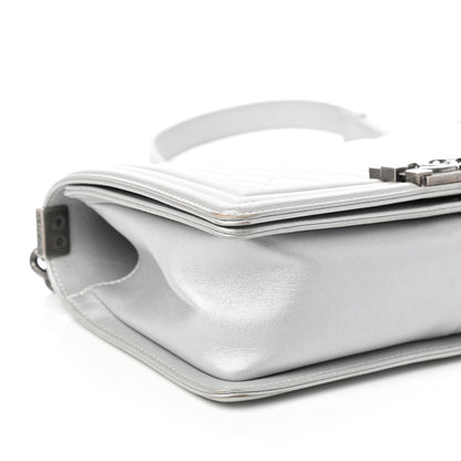 Chanel Metallic Calfskin Quilted Medium Boy Flap Silver 9 of 11