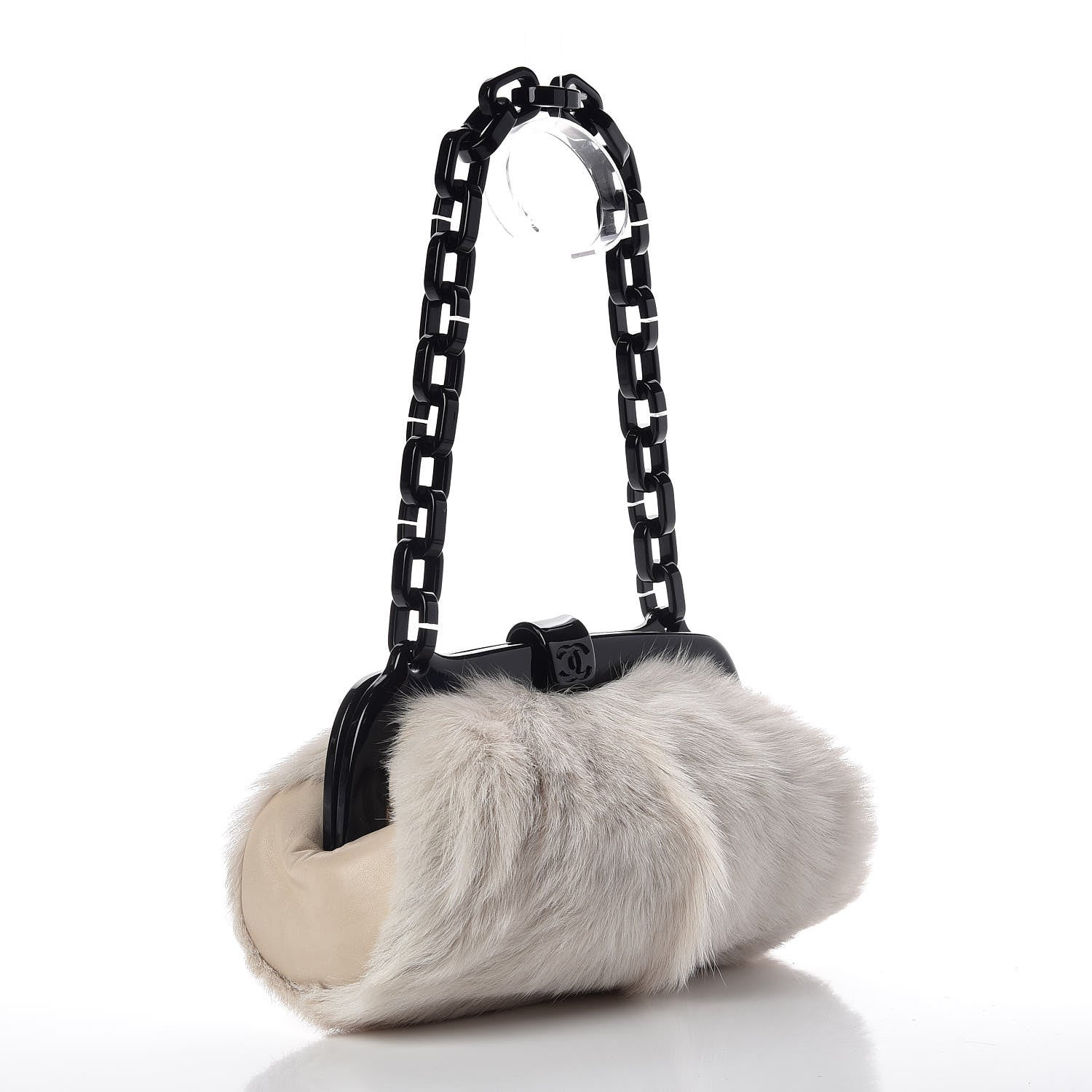 Chanel Rabbit Fur N°5 Frame Bag Beige 4 of 11