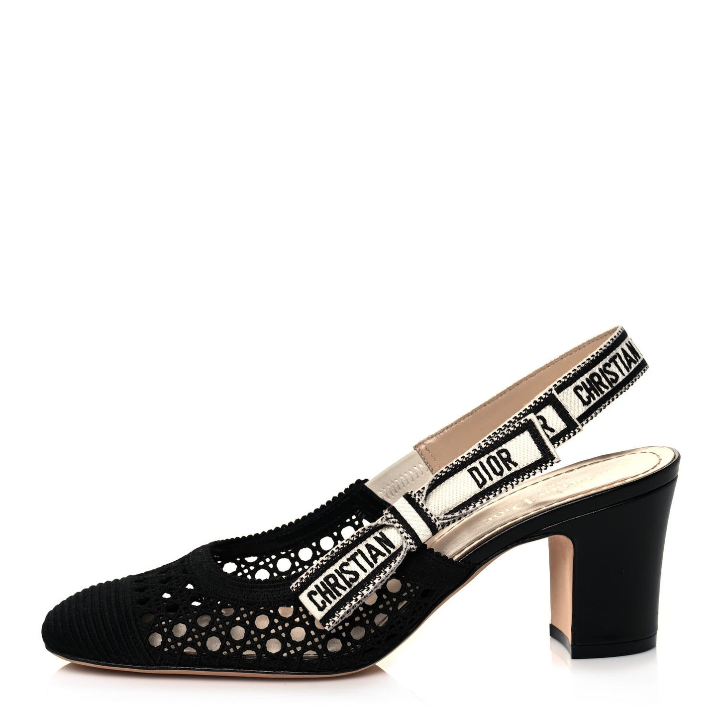 Cotton Lambskin Mesh Cannage Dior & Moi Slingback 70mm Pumps 39 Black